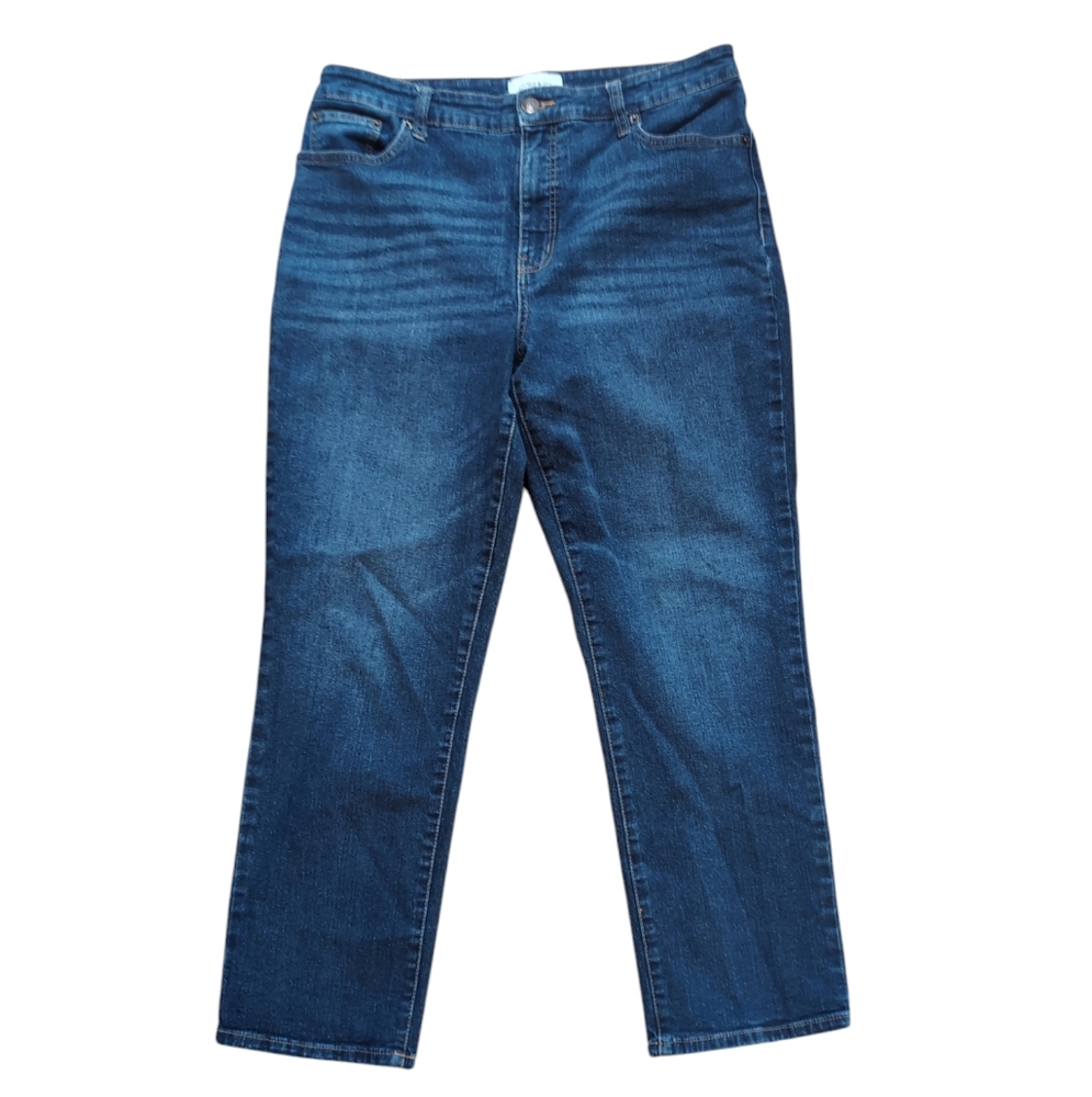 Crown & Ivy High-Rise vintage straight jeans, blue denim pants, women's size 12